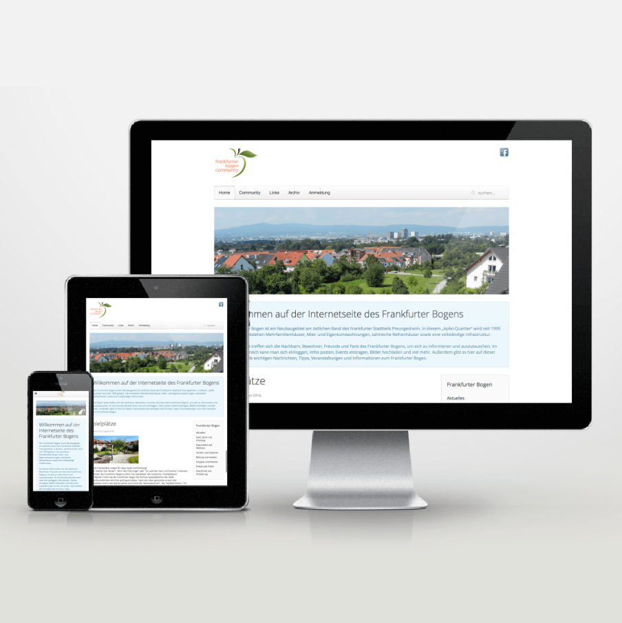 Website Neugestaltung im Responsive Design für die Frankfurter-Bogen-Community - inspiras webagentur