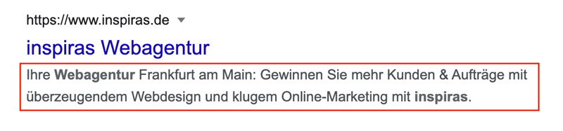 Was ist eine Metadescription? Metadescription - inspiras webagentur